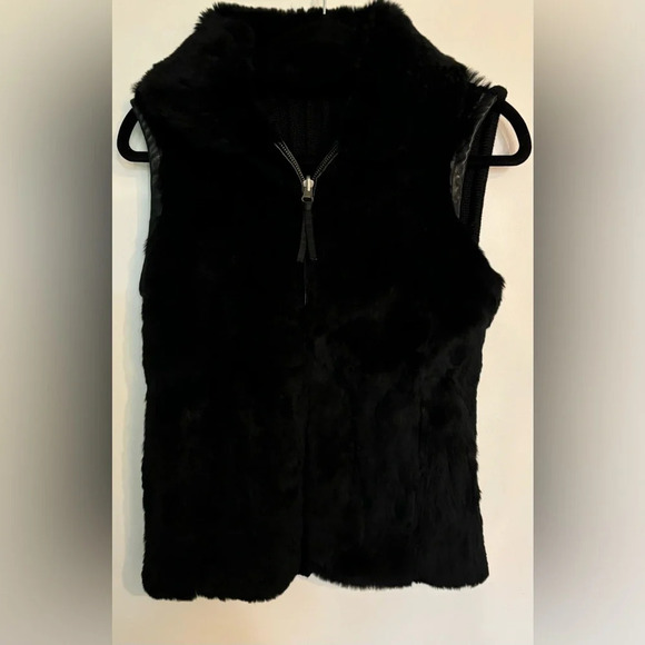 Gianfranco Rossi Womens Reversible Vest Rabbit Fur-Satin Bodice Sweater Sz Small - Picture 1 of 11